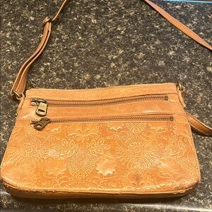 The Sak Tan Floral Embossed Crossbody Bag